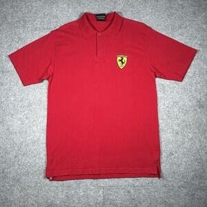 Vintage Ferrari Polo Shirt Mens Size Large Red Embroidered Logo Short Sleeve 90s